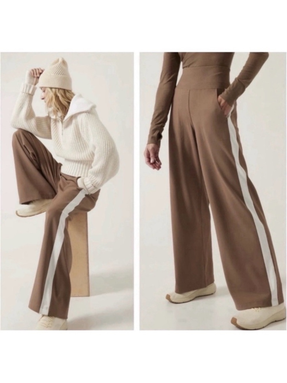 Athleta Venice Colorblock Wide Leg pant 2X brown